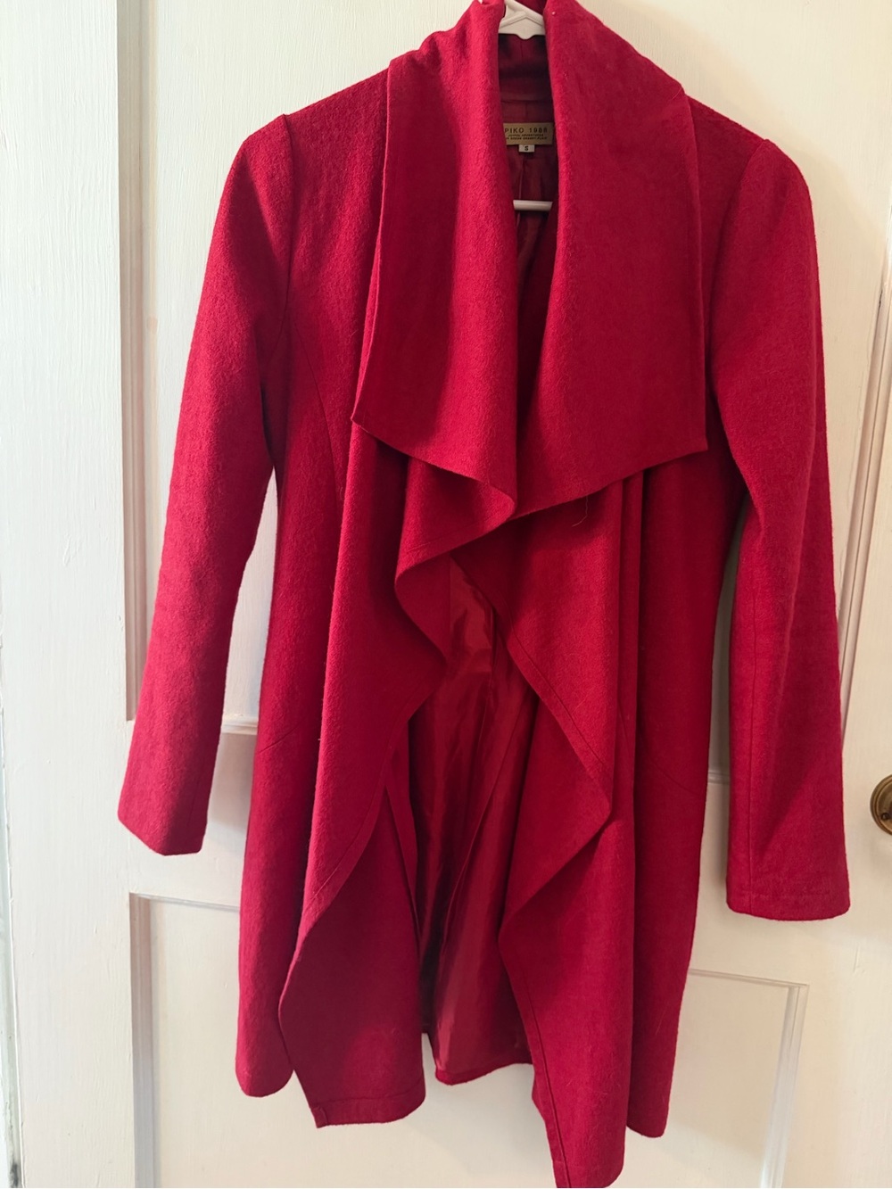 Piko 1988 Red Waterfall Draped Open-Front Cardigan